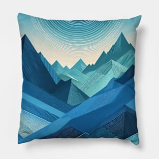 Bright Colorful turquoise mountains geometric abstract pattern Pillow