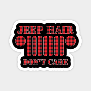 Jeep Hair Don't Care Red Plaid Buffalo Jeep Lover Jeep Men/Women/Kid Jeeps Magnet