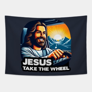 Jesus Take The Wheel Tapestry