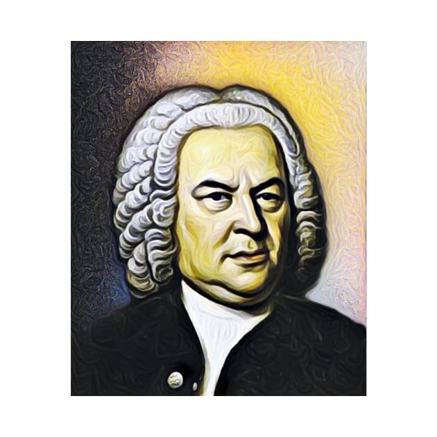 Johann Sebastian Bach Yellow Portrait | Johann Sebastian Bach Artwork 8 by JustLit