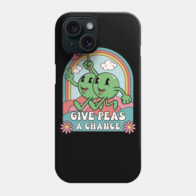 Give Peas A Chance Funny Retro Cartoon Style Pun Phone Case by FloraLi