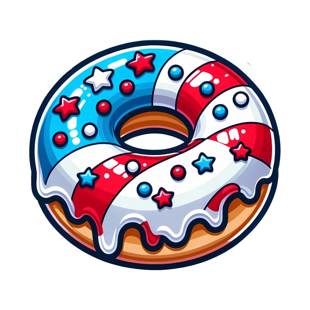 Patriotic American Donut Delight - Red, White & Blue Treat by SandraHeyward