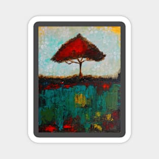 Abstract Red tree Magnet