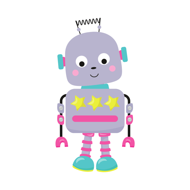 Cute Robot, Silly Robot, Funny Robot, Purple Robot by Jelena Dunčević