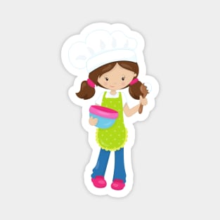 Baking, Baker, Bakery, Cute Girl, Brown Hair Magnet