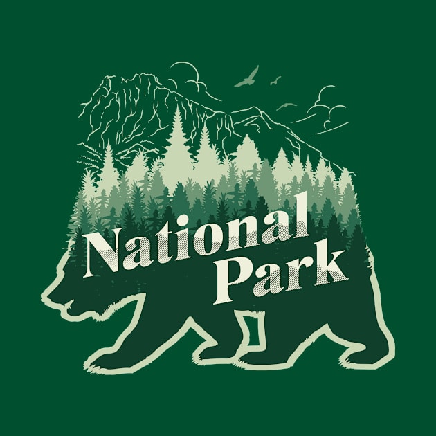 Phrase national park with bear and mountains by KOTYA