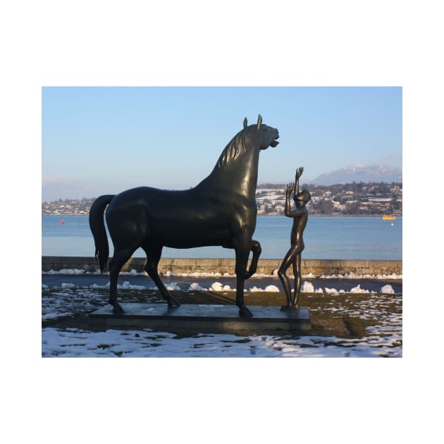 "L'homme et le cheval" - a statue by Schwarz. Parc Mon-Repos,  Geneva, Switzerland by IgorPozdnyakov