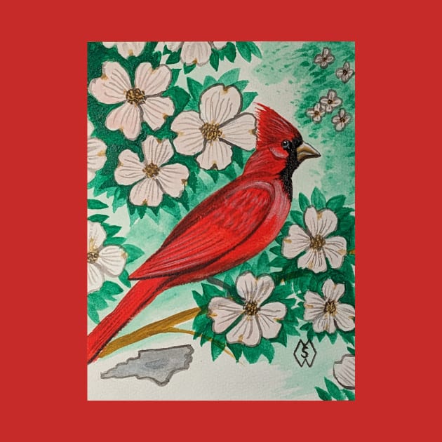 North Carolina state bird and flower, the cardinal and dogwood by Matt Starr Fine Art