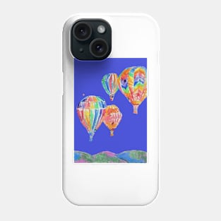 Hot Air Balloon Watercolor Painting on Navy Blue Balloons Phone Case