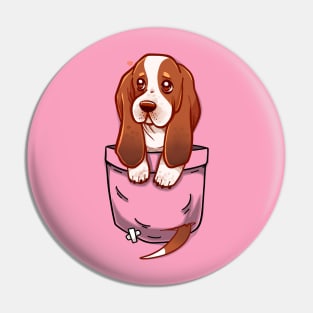 Pocket Cute Basset Hound Puppy Pin