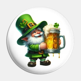 St Patricks Day Gnome Drinking Beer Pin