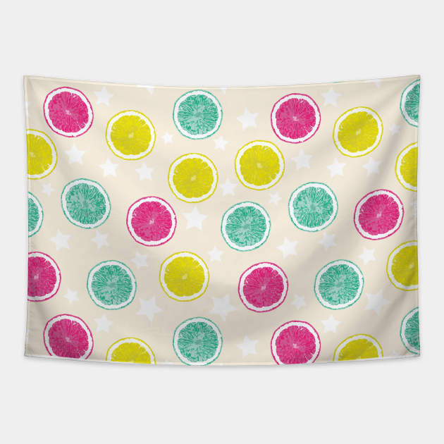 Colorful Lemon Slices Tapestry by Farissa