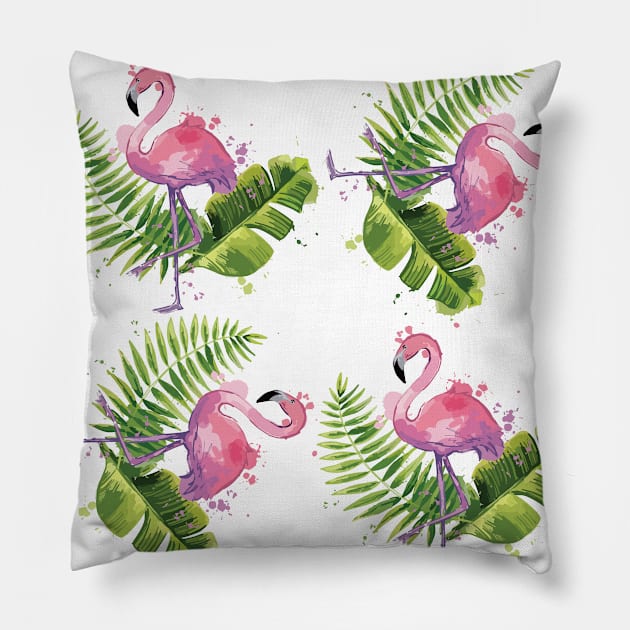 Colorful Pink Flamingos Pattern Pillow by CoastalDesignStudios