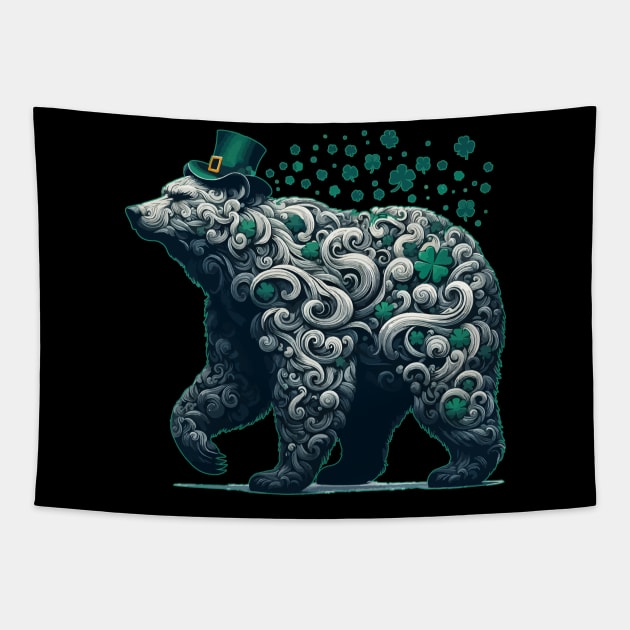 Happy st patricks day funny green bear Tapestry by TomFrontierArt