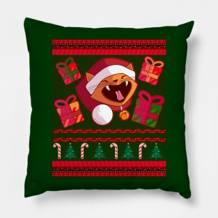 Happy Ginger Christmas Cat Pillow