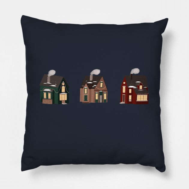 Christmas Holiday Houses Pillow by swagmaven