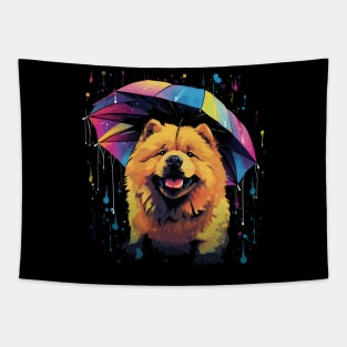 Chow Chow Rainy Day With Umbrella Tapestry