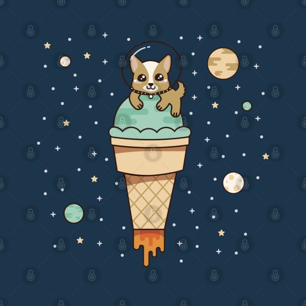 Kawaii Dog in Space by latheandquill