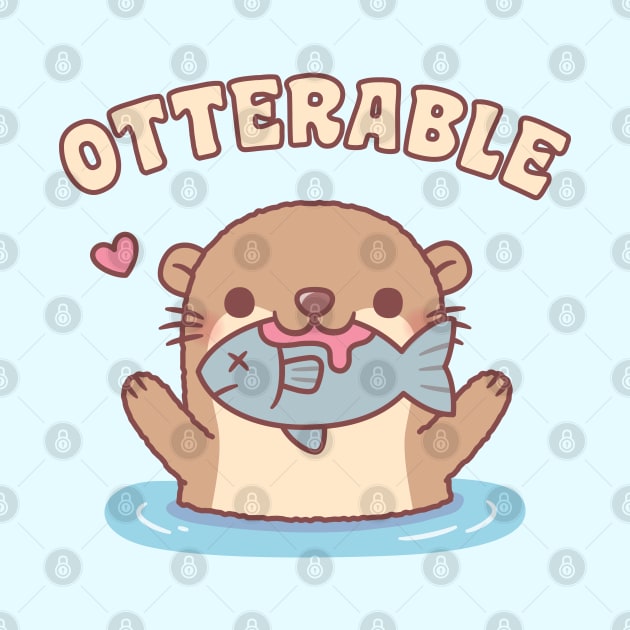 Cute Otter With Fish Otterable Funny by rustydoodle
