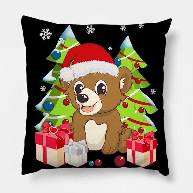 Santa Cute Bear Christmas Pillow by TheBeardComic