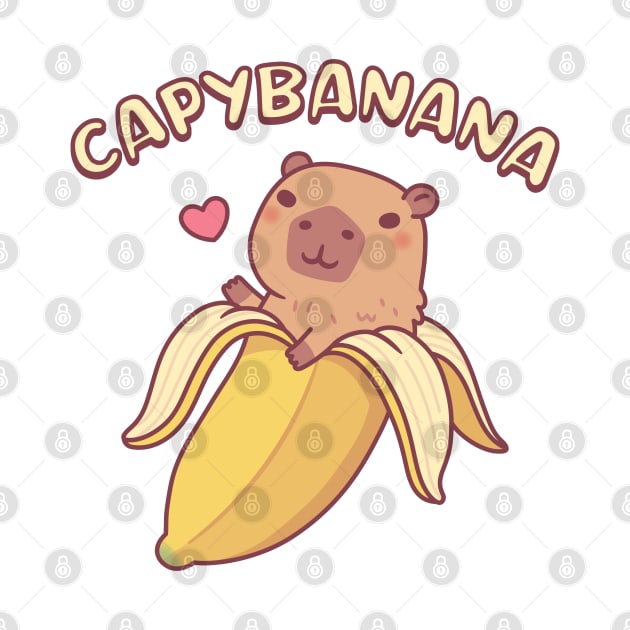 Cute Capybara In Banana Capybanana Funny Pun by rustydoodle