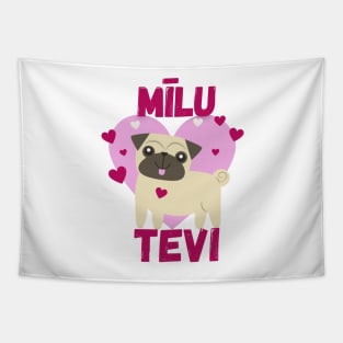 Pug I love you Valentine's Day Gift - Latvian Tapestry