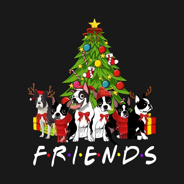 Christmas Tree Boston Terriers by TeeWind