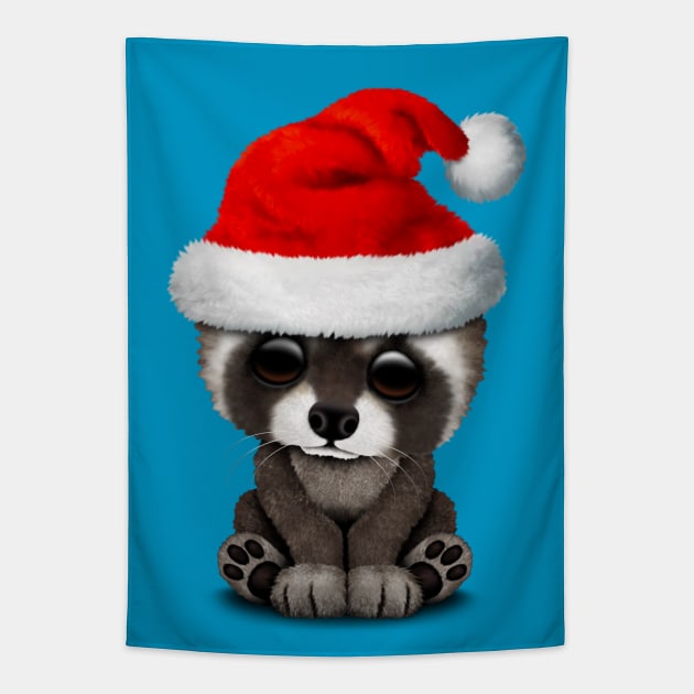 Christmas Raccoon Wearing a Santa Hat Tapestry by jeffbartels