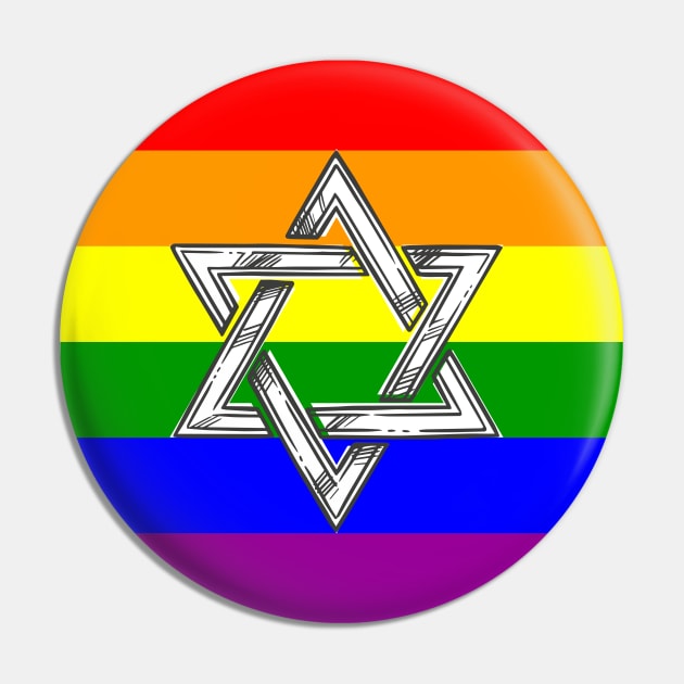 Gay Praid Rainbow Flag Jewish Star of David Pin by ProPod