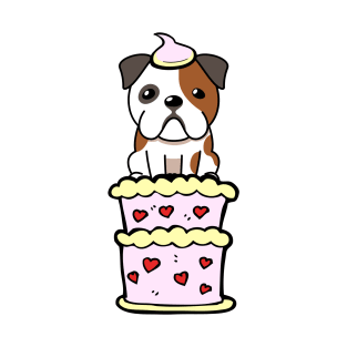 Happy Bulldog Jumping out of a cake T-Shirt