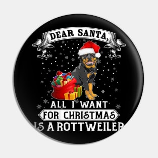 I Want For Christmas Is A Rottweiler Dog Santa Hat Xmas Men Pin