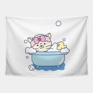 bathing cat Tapestry