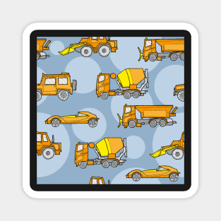 Vehicles orange on blue-gray dots Magnet