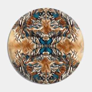 Brown & Blue Digitally Enhanced Dutch Pour Fluid Art Pin