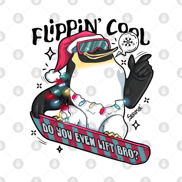 Flippin cool Christmas Penguin snowboarding by SPIRIMAL