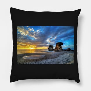 Anse Mamin Rock Formation at Sunset Saint Lucia Caribbean Pillow