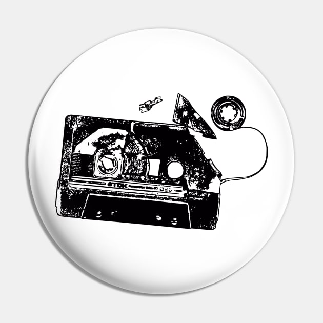 Broken Cassette Tape Pin by chris@christinearnold.com