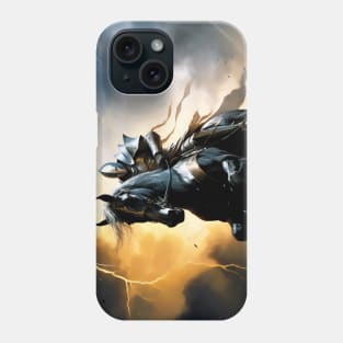 Knight Riding a Black Horse Phone Case