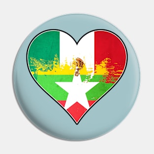 Mexican and Burmese Heart Mix Heritage Flag Pin