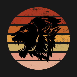 Retro Sunset Lion Head T-Shirt