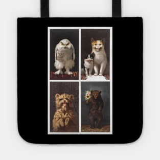 Creepy Vintage Christmas Card Animals Tote