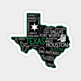 Austin Texas cute map San Antonio El Paso Dallas Laredo Waco TX state Magnet