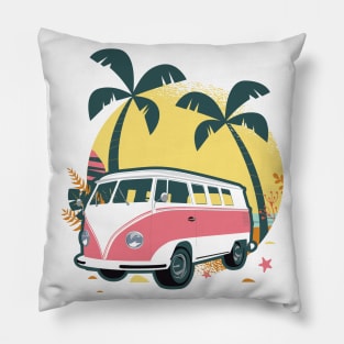 Truck Under Palm Trees Pillow