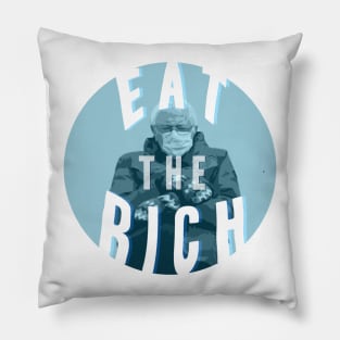 bernie mittens but make it eat the rich Pillow