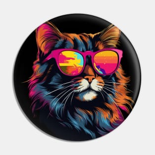 Retro Wave American Curl Cat Pin