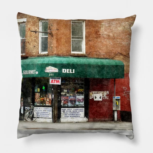 Manhattan NY - 10th Ave. Deli Pillow by SusanSavad