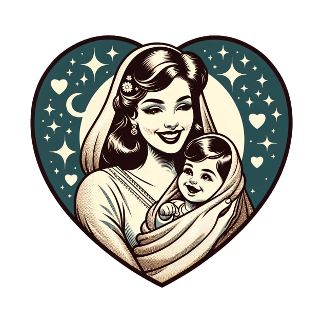 Vintage Motherhood Love Heart Symbol of Maternal Affection by Cat In Orbit ®