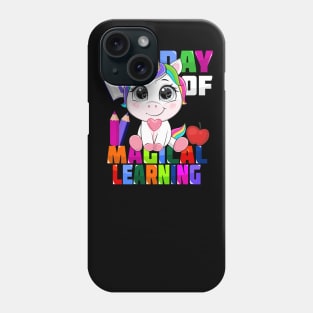 100 day of school magical learning unicorn tee Phone Case