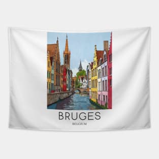 A Pop Art Travel Print of Bruges - Belgium Tapestry