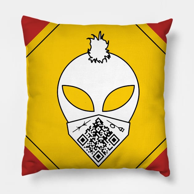 Mohawk Alien Road Sign Pillow by AccuracyThird